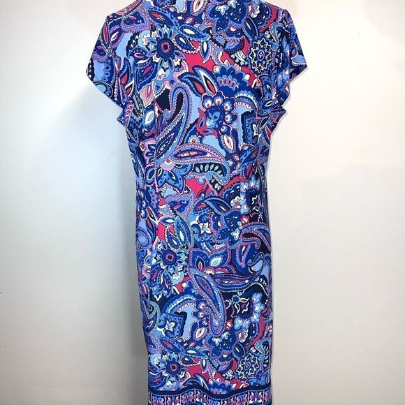 NWT Talbots Faux Wrap Paisley Jersey Shift  Dress Plus Petite Womens 1XP - Picture 6 of 8